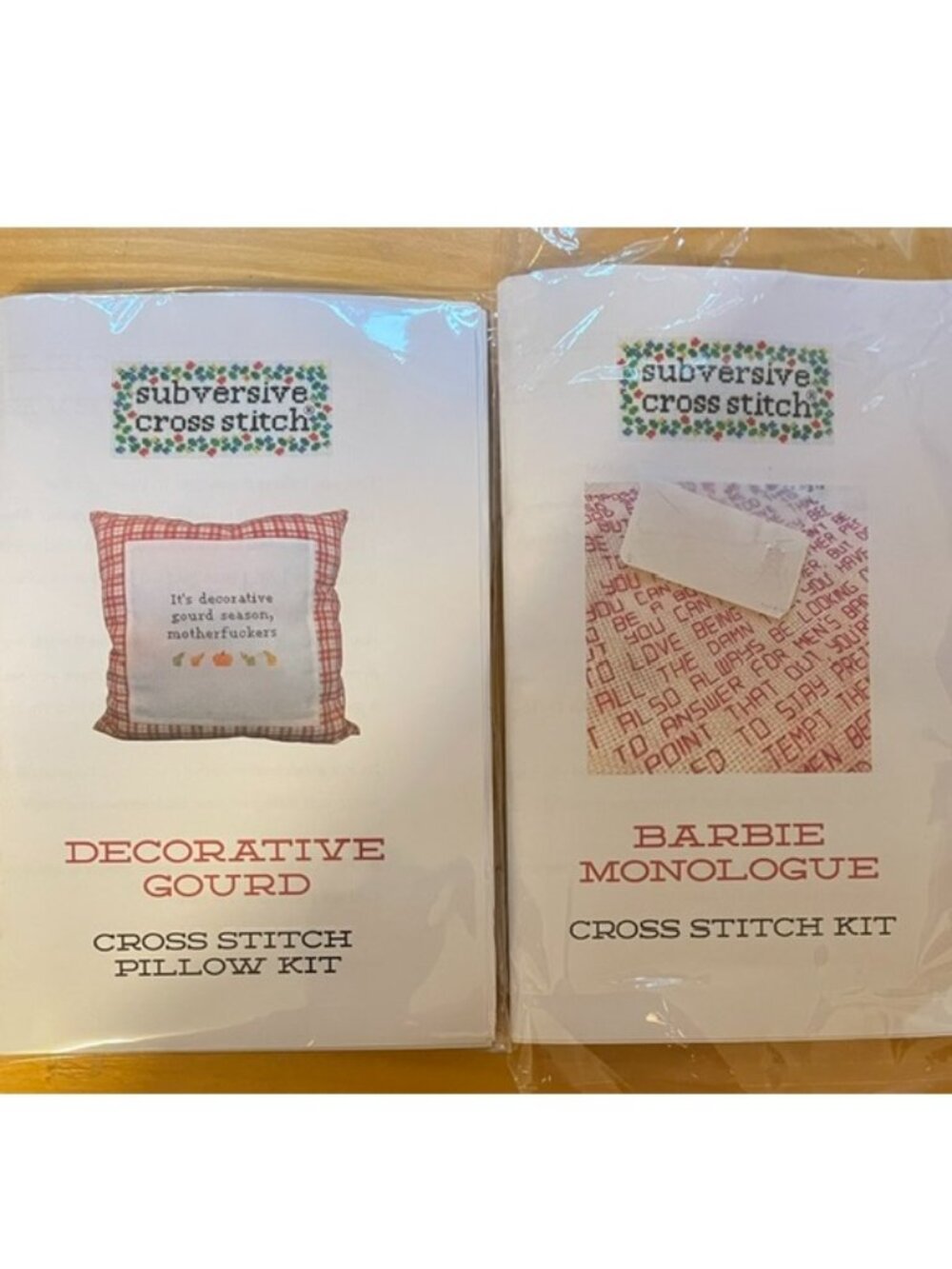 SUBVERSIVE CROSS STITCH Lot of 2 Kits NEW Decorative Gourd Barbie Monologue